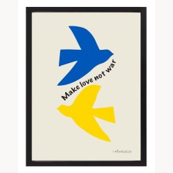 Picture with frame - Make love not war - with logo