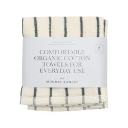 Elin Mono Stripe Hndklde, 2-PACK