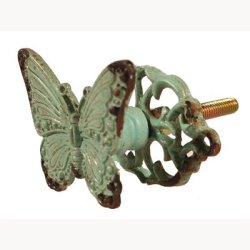 Knop, jern/metal med sommerfugl