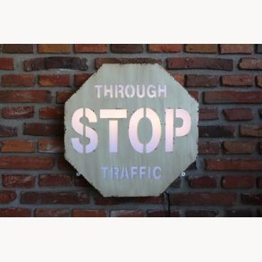Sign with light - Through stop traffic