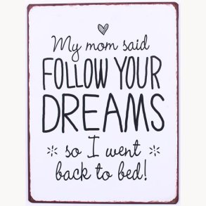 Sign - my mom said, follow your dreams...
