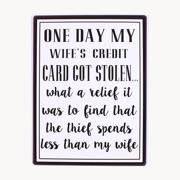 Skilt - One day my wife's credit card got stolen...