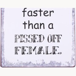 Skilt - Nobody texts faster than a pissed off female