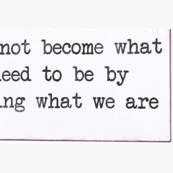 Skilt - We can not become what we need to be...