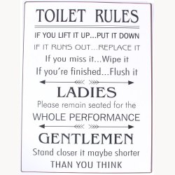 Skilt - Toilet rules...