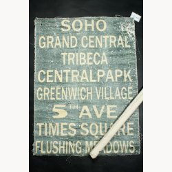Fabric poster with antique text