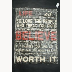 Fabric poster with antique text