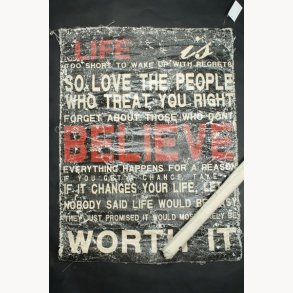 Fabric poster with antique text