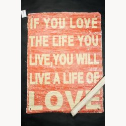 Fabric poster with antique text