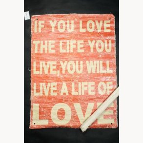 Fabric poster with antique text