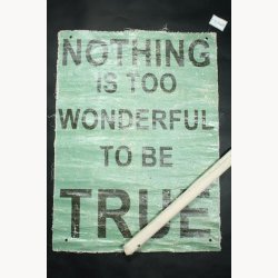 Fabric poster with antique text