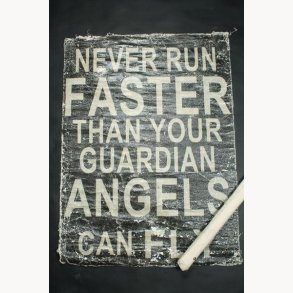 Fabric poster with antique text