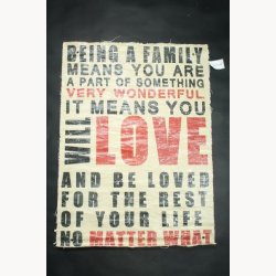 Fabric poster with antique text