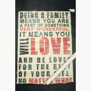 Fabric poster with antique text