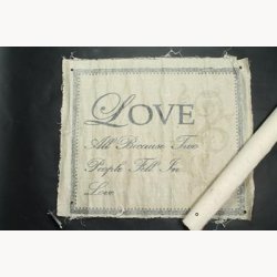 Fabric poster with antique text