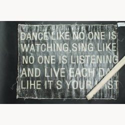 Fabric poster with antique text