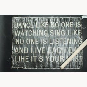 Fabric poster with antique text