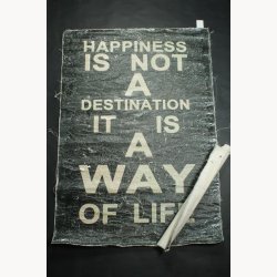 Fabric poster with antique text