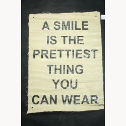 Fabric poster with antique text