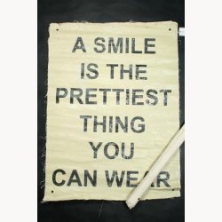 Fabric poster with antique text