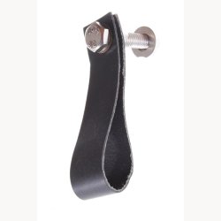 Knob, Black leather - 9 cm