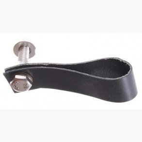 Knob, Black leather - 9 cm