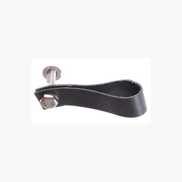 Knob, Black leather - 9 cm