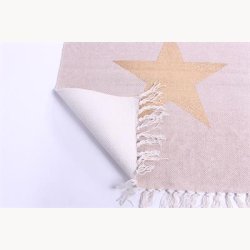 Tppe, rosa med guld stjerne 70 x 200 cm