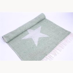 Tppe, grn med slv stjerne 70 x 200 cm