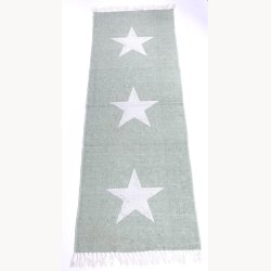 Tppe, grn med slv stjerne 70 x 200 cm